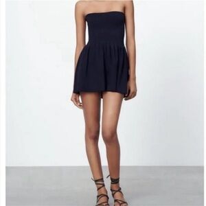 ZARA NAVY BLUE STRAPLESS
PEPLUM MINI DRESS